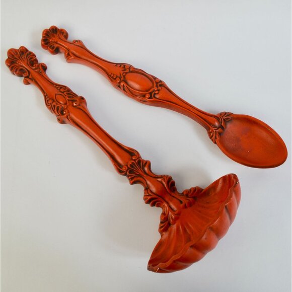 Vintage Large Spoon Ladle Ceramic Wall Hanging Decor Orange - Picture 1 of 4